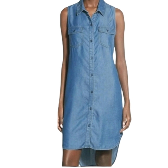 Love,Fire hi/low denim button down shirt/dress - Picture 1 of 8